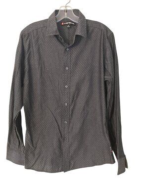 Airwalk Mens Button-Up Shirt Black With Grey Dots Long Sleeve M